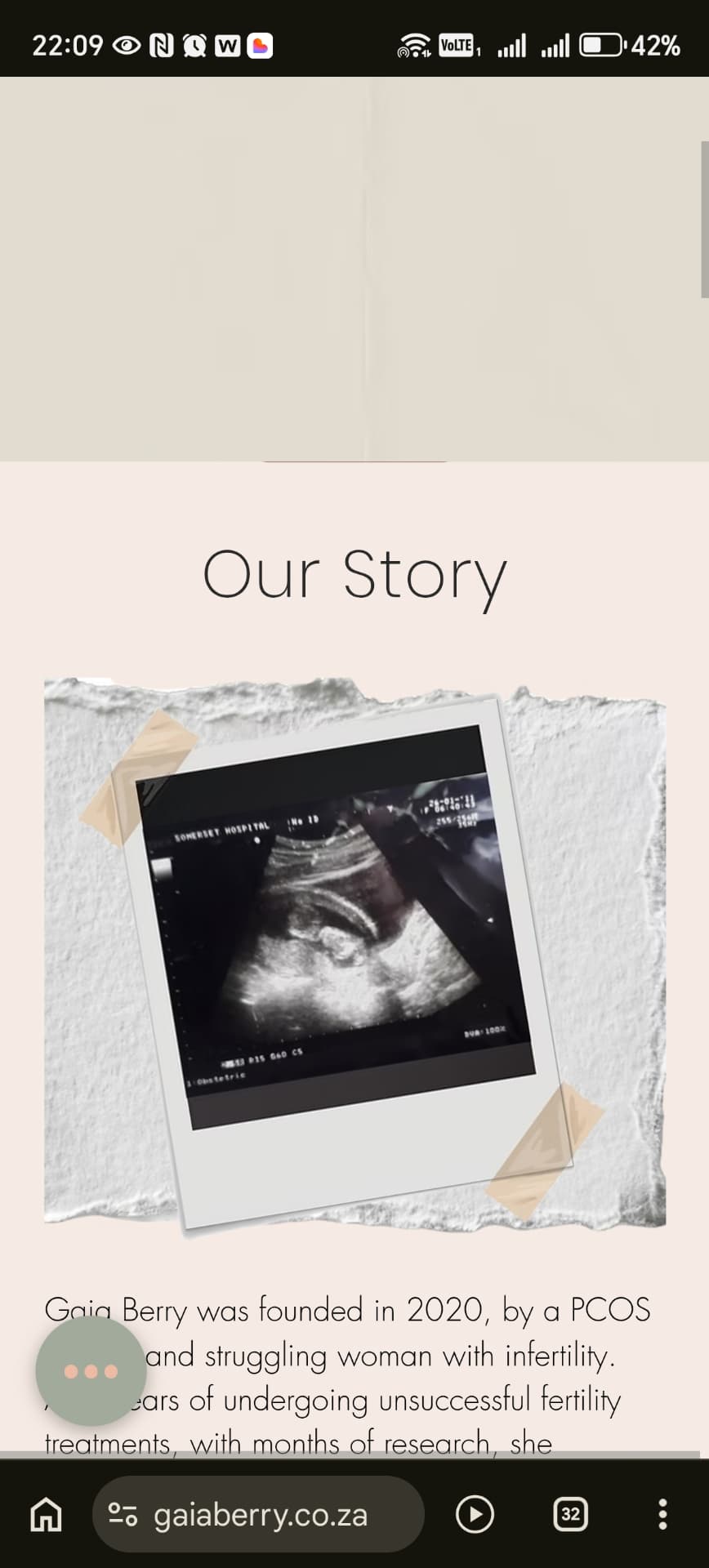 Ultrasound of the first GaiaBerry baby — a gift after years of trying