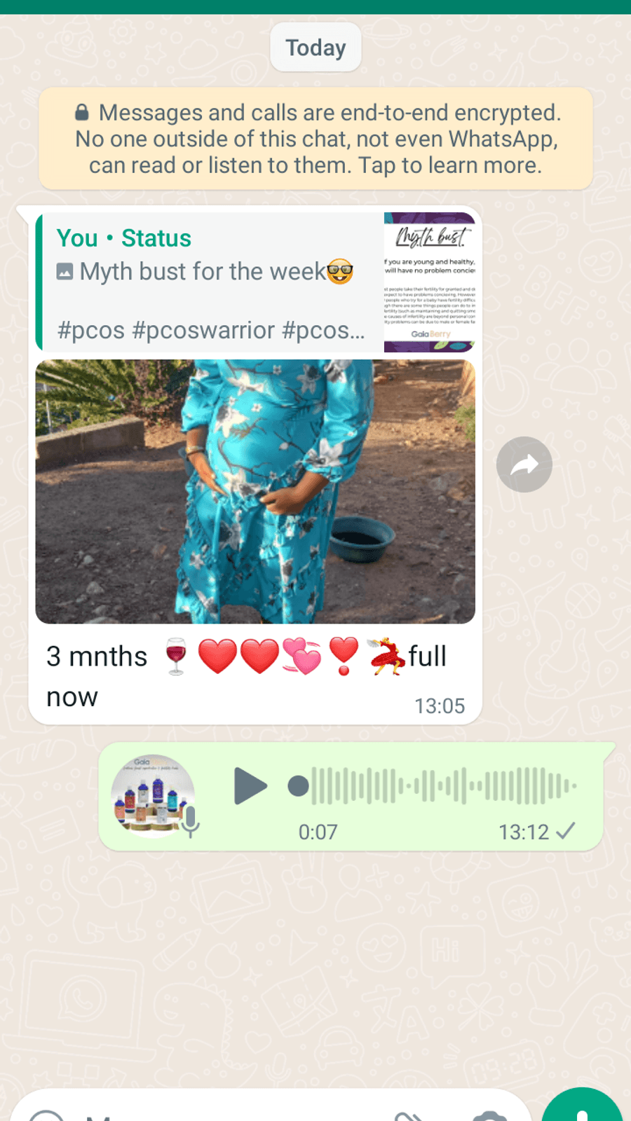 WhatsApp testimonial from a GaiaBerry customer (1)