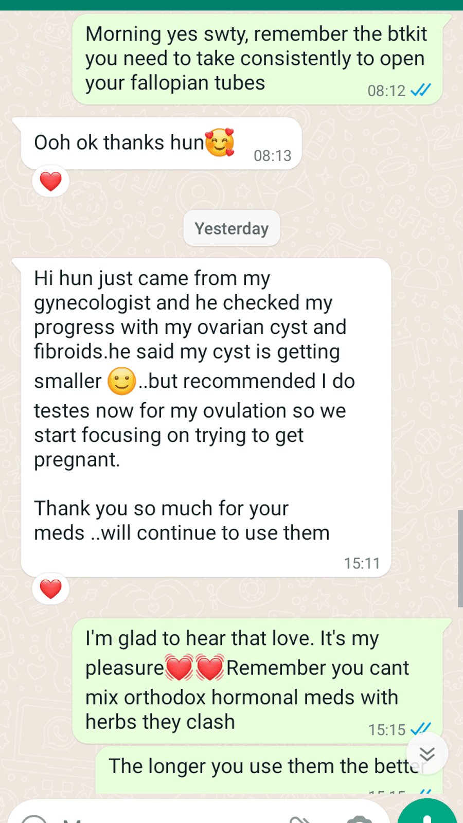 WhatsApp testimonial from a GaiaBerry customer (9)