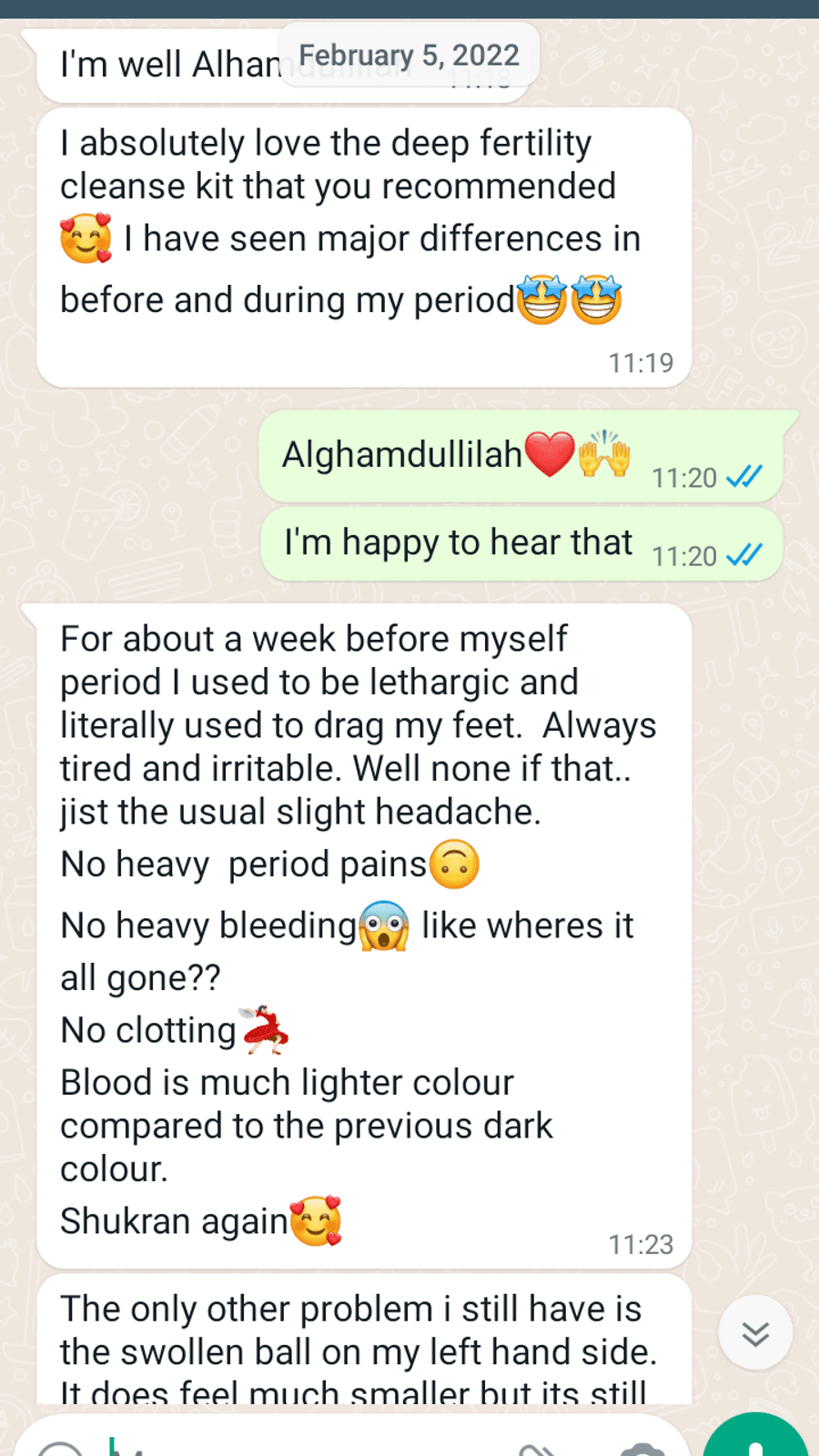 WhatsApp testimonial from a GaiaBerry customer (31)