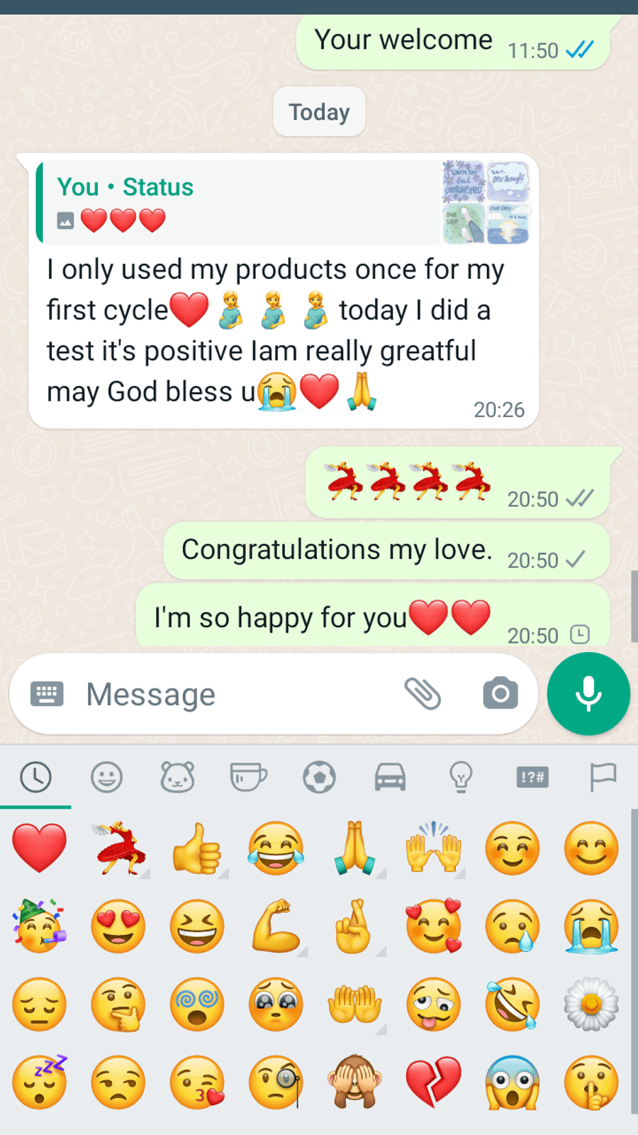 WhatsApp testimonial from a GaiaBerry customer (2)