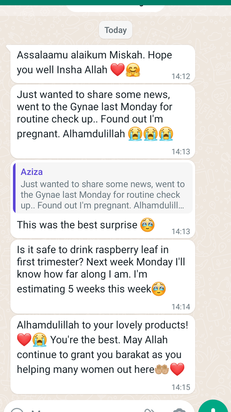 WhatsApp testimonial from a GaiaBerry customer (38)